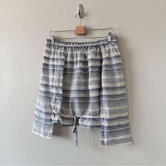 THEORY-STRIPE Silk Blend Off Shoulder Bell Sleeve Blouse (Size:Small) - Picture 2 of 13